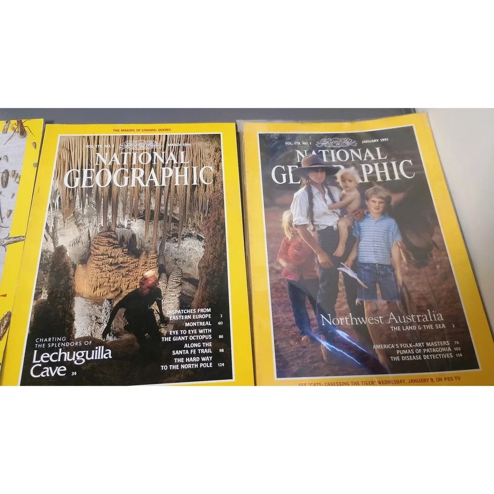 Vintage National Geographic Magazine Lot 8 Issues 1991-2020 Yellow / Science